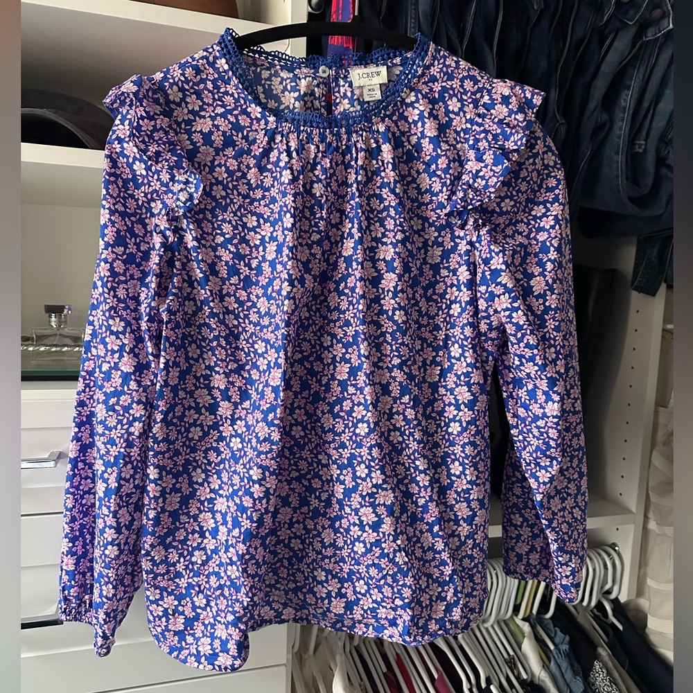 J.Crew Blue Floral Blouse